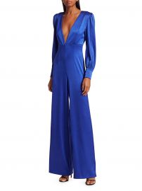 Alice   Olivia - Lisa Puff-Sleeve Plunging Jumpsuit at Saks Fifth Avenue